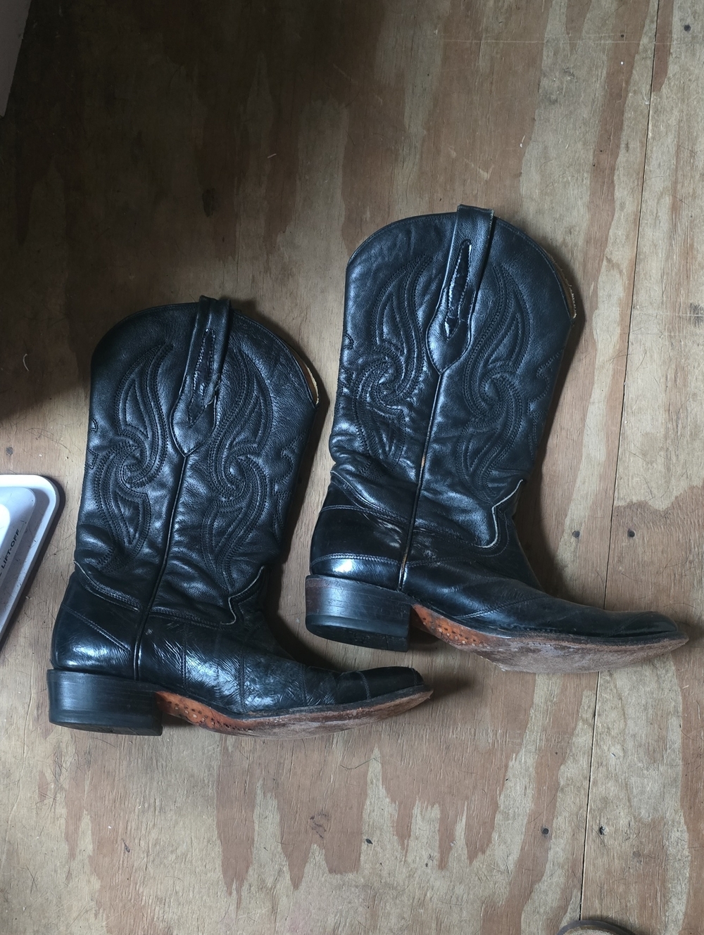 Men's Black Leather Western Cowboy Boots